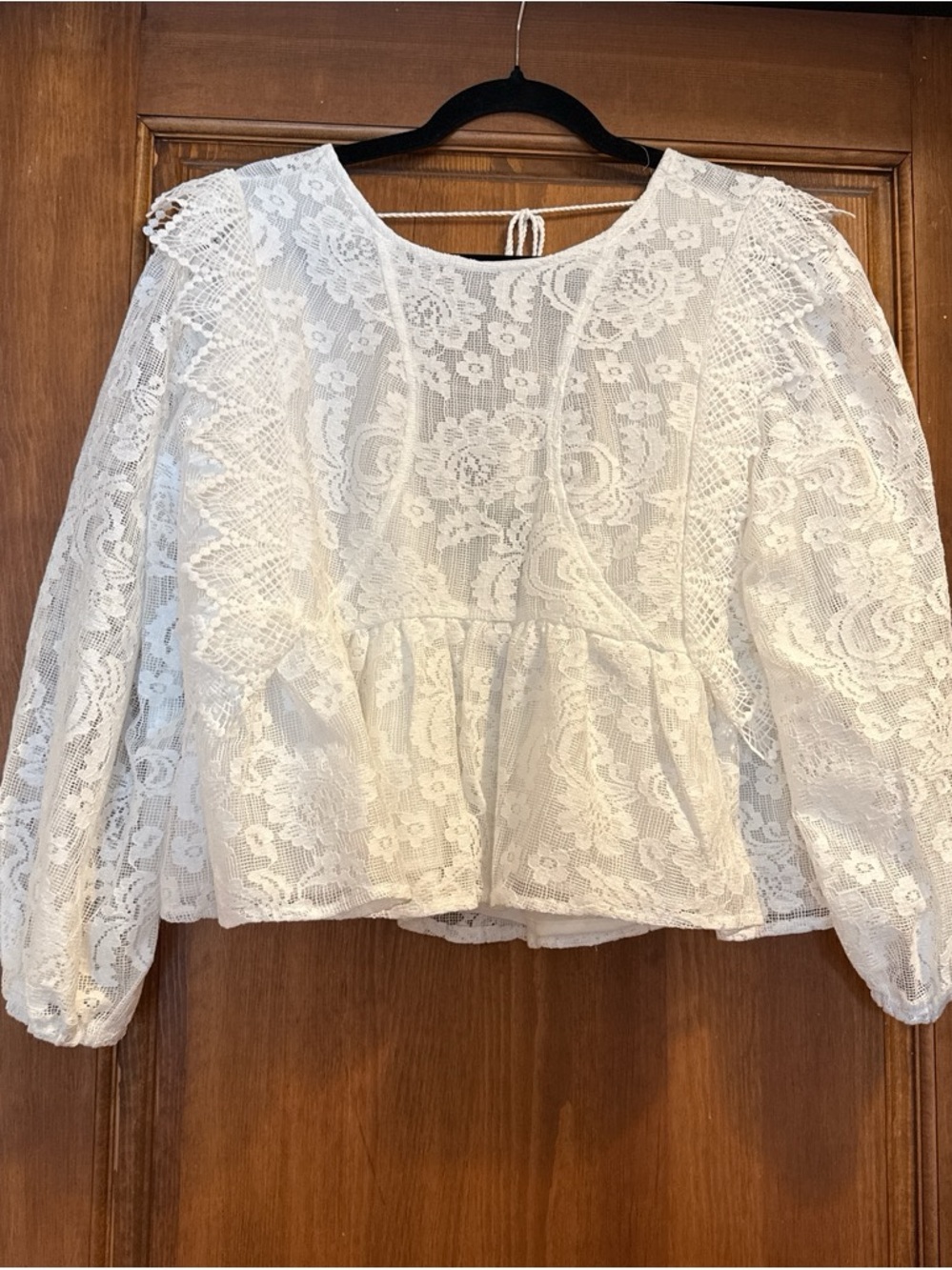 Aqua White Lace Peplum Top